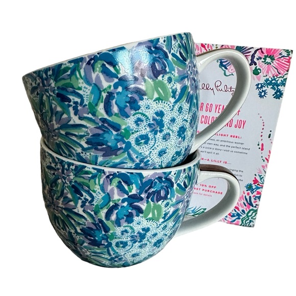 Lilly Pulitzer floral ceramic mugs New in Box - Picture 3 of 8